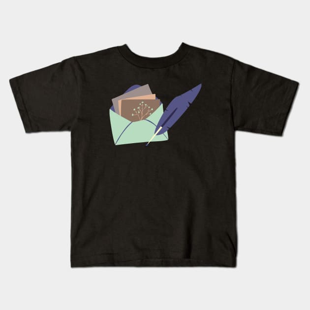 Letter Writing (blue) Kids T-Shirt by Kyarwon